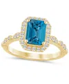 Macy's London Blue Topaz (2 Ct. T.w.) & Diamond (1/2 Ct. T.w.) Halo Bridal Set In 14k Gold In London Blue Topaz