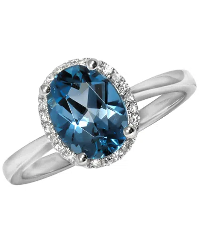 Macy's London Blue Topaz (2 Ct. T.w.) & Diamond (1/20 Ct. T.w.) Ring In 14k White Gold In Multi
