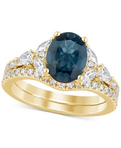Macy's London Blue Topaz (2 Ct. T.w.) & Diamond (7/8 Ct. T.w.) Bridal Set In 14k Gold