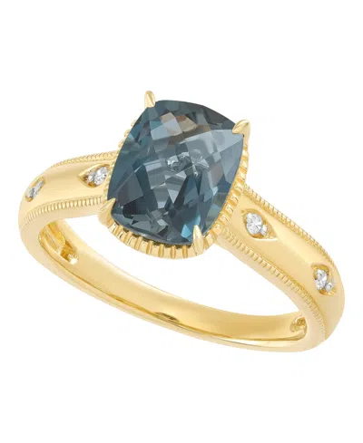 Macy's London Blue Topaz (2-3/4 Ct. T.w.) Diamond Accent Ring In 14k Yellow Gold