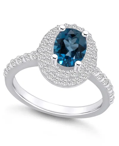Macy's London Blue Topaz And Certified Diamond Halo Ring