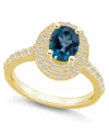 Macy's London Blue Topaz And Certified Diamond Halo Ring In London Blue Topaz