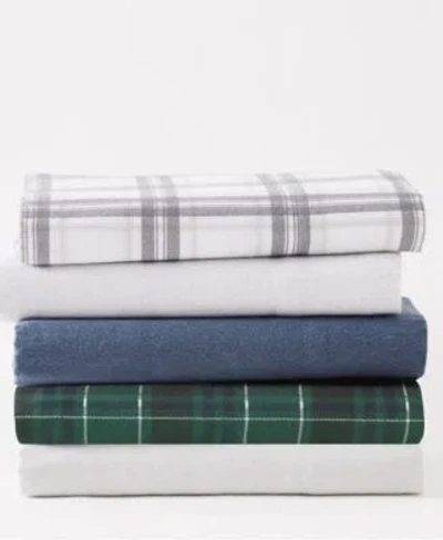 Macy's London Fog Super Soft Cotton Flannel Sheet Sets In Gray Plaid