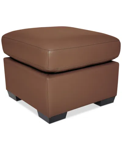 Macy's Lothan 24" Leather Ottoman, Created For  In Brown