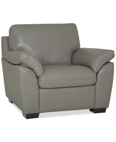 Macy's Lothan 41" Leather Chair, Created For  In Gray