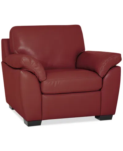 Macy's Lothan 41" Leather Chair, Created For  In Red