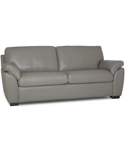 Macy's Lothan 79" Leather Apartment Sofa With 2 Cushions, Created For  In Gray