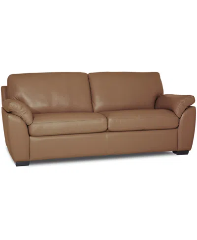 Macy's Lothan 79" Leather Apartment Sofa With 2 Cushions, Created For  In Brown