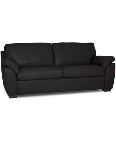 Macy's Lothan 79" Leather Apartment Sofa With 2 Cushions, Created For  In Black