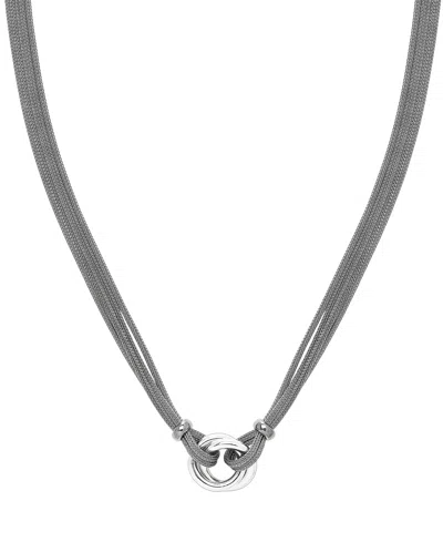 Macy's Love Knot Double Mesh Chain Pendant Necklace In Sterling Silver, 18"