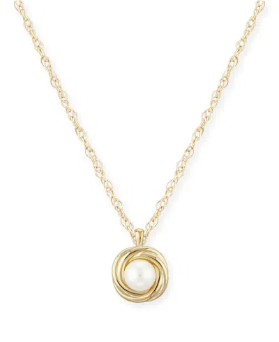 Macy's Love Knot Pearl (5 Mm) Necklace Set In 14k Gold
