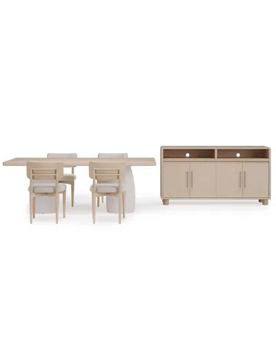 Macy's Lunare 5-pc. Dining Set (rectangular Table & 4 Curved Chairs) In No Color