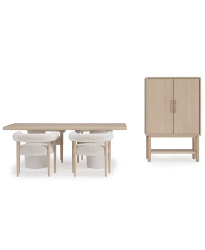 Macy's Lunare 5-pc. Dining Set (rectangular Table & 4 Rolled Back Chairs) In No Color