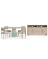 Macy's Lunare 5-pc. Dining Set (round Table & 4 Curved Chairs), Created For  In Sand,jade