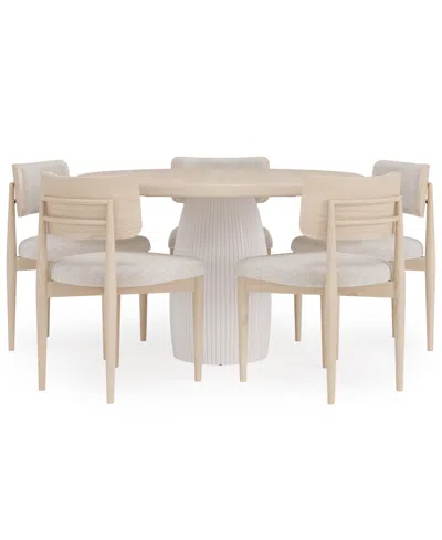 Macy's Lunare 6-pc. Dining Set (round Table & 5 Curved Chairs), Created For  In Sand