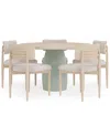 Macy's Lunare 6-pc. Dining Set (round Table & 5 Curved Chairs), Created For  In Sand,jade