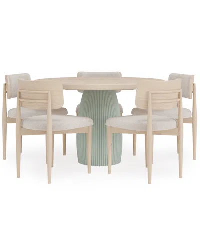 Macy's Lunare 6-pc. Dining Set (round Table & 5 Curved Chairs), Created For  In Sand,jade