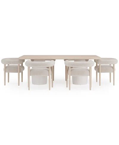 Macy's Lunare 7-pc. Dining Set (rectangular Table & 6 Rolled Back Chairs) In No Color