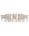 Macy's Lunare 9-pc. Dining Set (rectangular Table, 6 Curved Chairs & 2 Rolled Back Chairs) In Sand