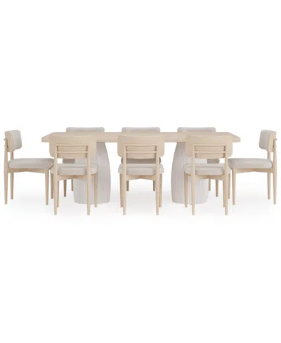 Macy's Lunare 9-pc. Dining Set (rectangular Table & 8 Curved Chairs) In No Color
