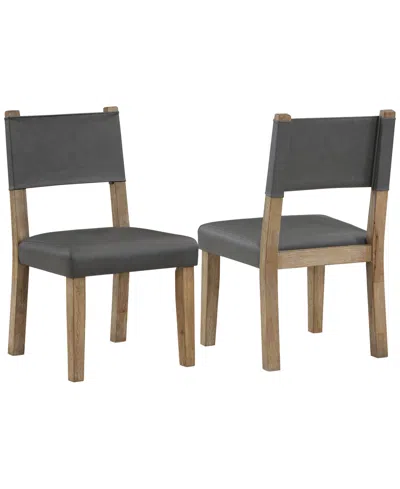 Macy's Macai 2-pc. Faux Leather Side Chair Set In Gray
