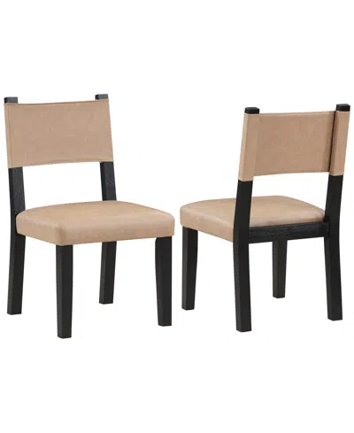 Macy's Macai 2-pc. Faux Leather Side Chair Set In Neutral