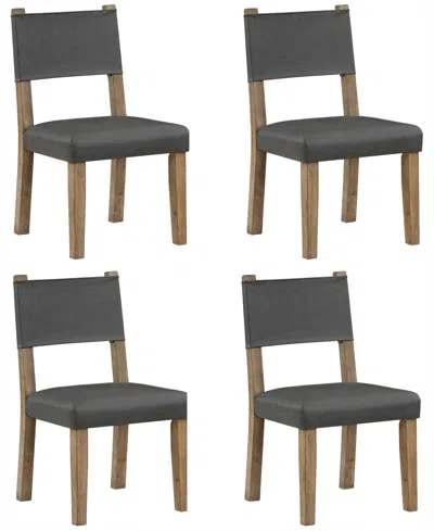 Macy's Macai 4-pc. Faux Leather Side Chair Set In Gray