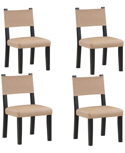 Macy's Macai 4-pc. Faux Leather Side Chair Set In Neutral