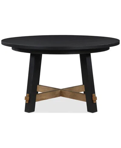 Macy's Macai 54" Wood Round Dining Table In Black