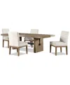 Macy's Macai 5-pc. Wood Dining Set (rectangular Table + 4 Upholstered Side Chairs) In Brown