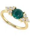Macy's Malachite & Cubic Zirconia Cluster Ring In 14k Gold-plated Sterling Silver In Malachite