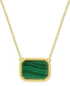 Macy's Malachite Beaded Frame 18" Pendant Necklace In Yellow-plated Sterling Silver In Malachite