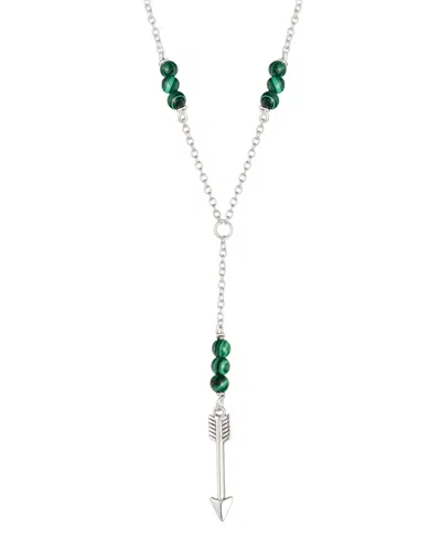 Macy's Malachite Lariat Necklace In Sterling Silver, 18" In Turquoise