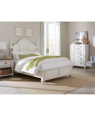 Macy's Mandeville 3pc Bedroom Set (louvered California King Bed + Drawer Chest + 1-drawer Nightstand) In White