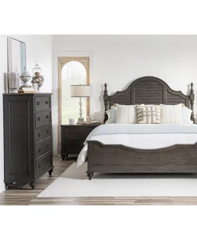 Macy's Mandeville 3pc Bedroom Set (louvered California King Bed + Drawer Chest + 2-drawer Nightstand) In Brown