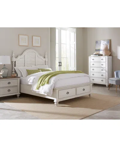 Macy's Mandeville 3pc Bedroom Set (louvered California King Storage Bed + Drawer Chest + 2-drawer Nightstan In White