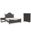 MACY'S MANDEVILLE 3PC BEDROOM SET (LOUVERED KING BED + DRAWER CHEST + 1-DRAWER NIGHTSTAND)