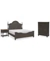 Macy's Mandeville 3pc Bedroom Set (upholstered California King Storage Bed + Drawer Chest + 2-drawer Nights In Brown