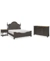 Macy's Mandeville 3pc Bedroom Set (upholstered California King Storage Bed + Drawer Chest + 2-drawer Nights In Brown