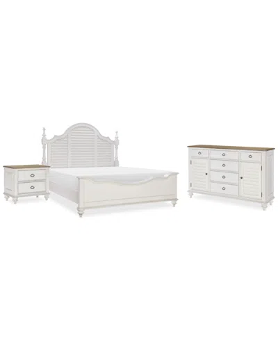 MACY'S MANDEVILLE 3PC BEDROOM SET (LOUVERED KING BED + LOUVERED DRESSER + 2-DRAWER NIGHTSTAND)