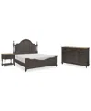 MACY'S MANDEVILLE 3PC BEDROOM SET (LOUVERED QUEEN BED + LOUVERED DRESSER + 1-DRAWER NIGHTSTAND)