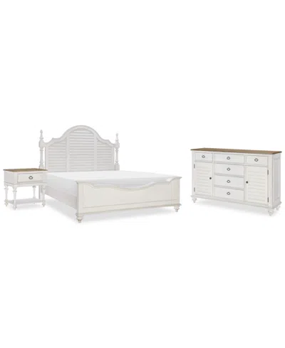 Macy's Mandeville 3pc Bedroom Set (louvered Queen Bed + Louvered Dresser + 1-drawer Nightstand) In White