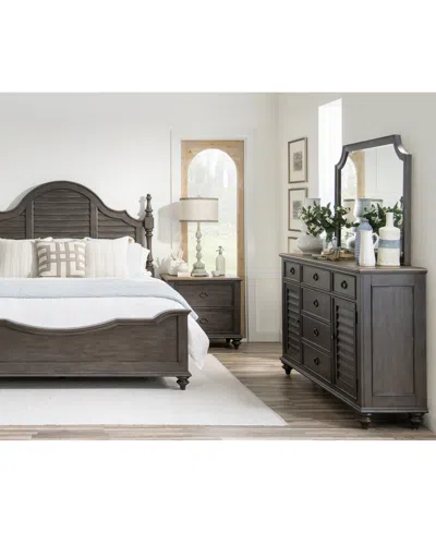 Macy's Mandeville 3pc Bedroom Set (louvered Queen Bed + Louvered Dresser + 2-drawer Nightstand) In Brown