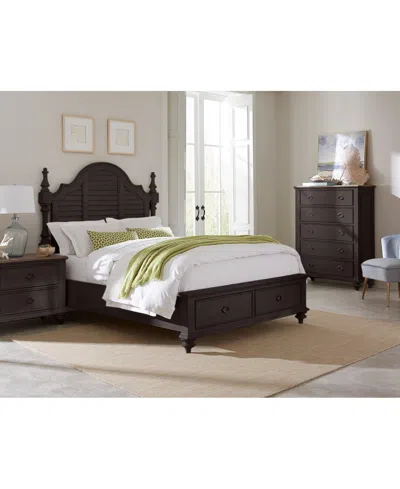 Macy's Mandeville 3pc Bedroom Set (louvered Queen Storage Bed + Drawer Chest + 2-drawer Nightstand) In Brown