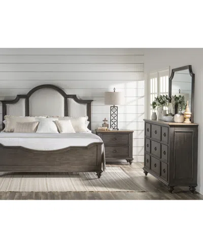 MACY'S MANDEVILLE 3PC BEDROOM SET (UPHOLSTERED CALIFORNIA KING BED + DRESSER + 2-DRAWER NIGHTSTAND)