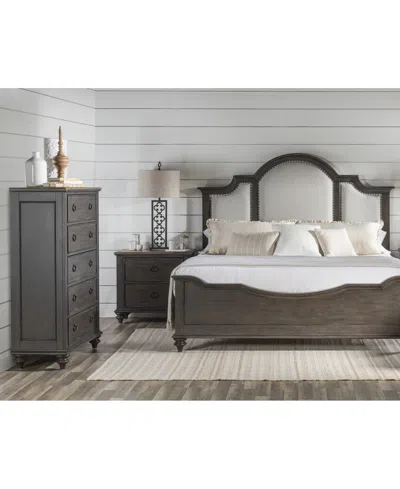 Macy's Mandeville 3pc Bedroom Set (upholstered King Bed + Drawer Chest + 2-drawer Nightstand) In Brown