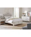 Macy's Mandeville 3pc Bedroom Set (upholstered California King Storage Bed + Dresser + 1-drawer Nightstand) In White