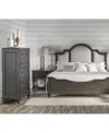 Macy's Mandeville 3pc Bedroom Set (upholstered Queen Bed + Drawer Chest + 1-drawer Nightstand) In Brown