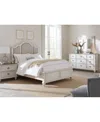 Macy's Mandeville 3pc Bedroom Set (upholstered California King Storage Bed + Dresser + 1-drawer Nightstand) In White