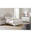 Macy's Mandeville 3pc Bedroom Set (upholstered Queen Storage Bed + Dresser + 2-drawer Nightstand) In White